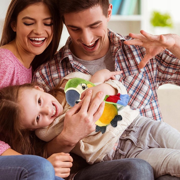 Interaktywna Gadająca Papuga Tańczy Powtarza Zdania Przedrzeźniacz +Baterie