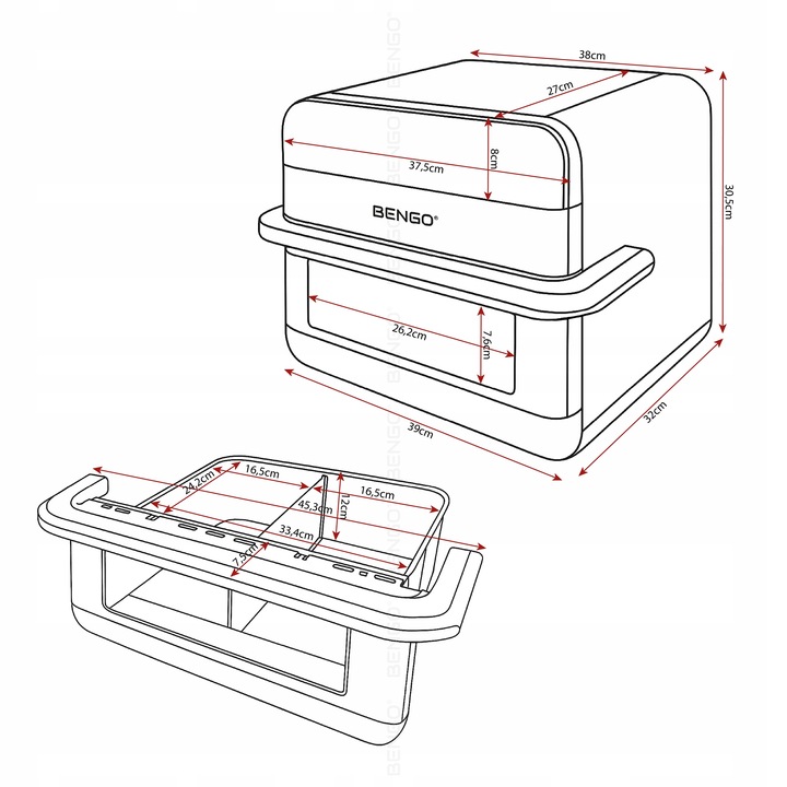 Frytkownica beztłuszczowa RODZINNA dual AIRFRYER 10L 2800W WiFi Tuya