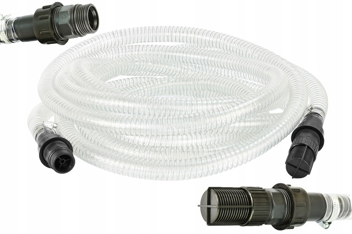 WĄŻ SSĄCY 4M DO POMPY HYDROFORU ZAWÓR ZWROTNY KOSZ ZŁĄCZE 1" ZBROJONY MOCNY