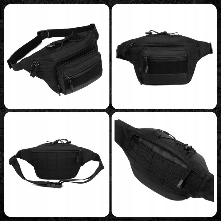 NERKA SASZETKA MĘSKA CZARNA WOJSKOWA biodrówka DUŻA POJEMNA TAKTYCZNA TORBA