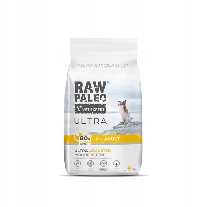 RAW PALEO ULTRA TURKEY ADULT MINI 2kg-sucha karma indyk dla psów ras małych