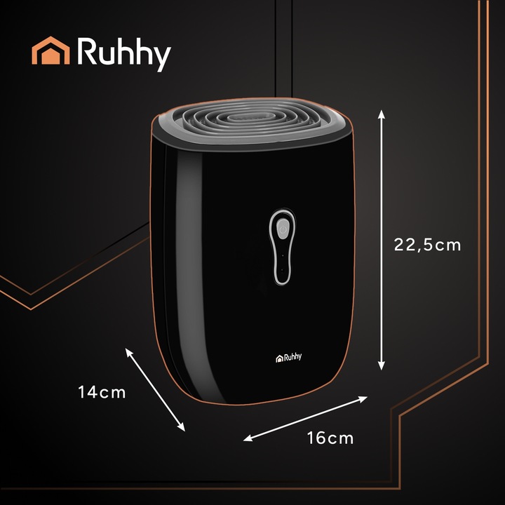 Osuszacz Powietrza RUHHY Cichy Pochłaniacz Wilgoci 64h 0,8l Wydajny