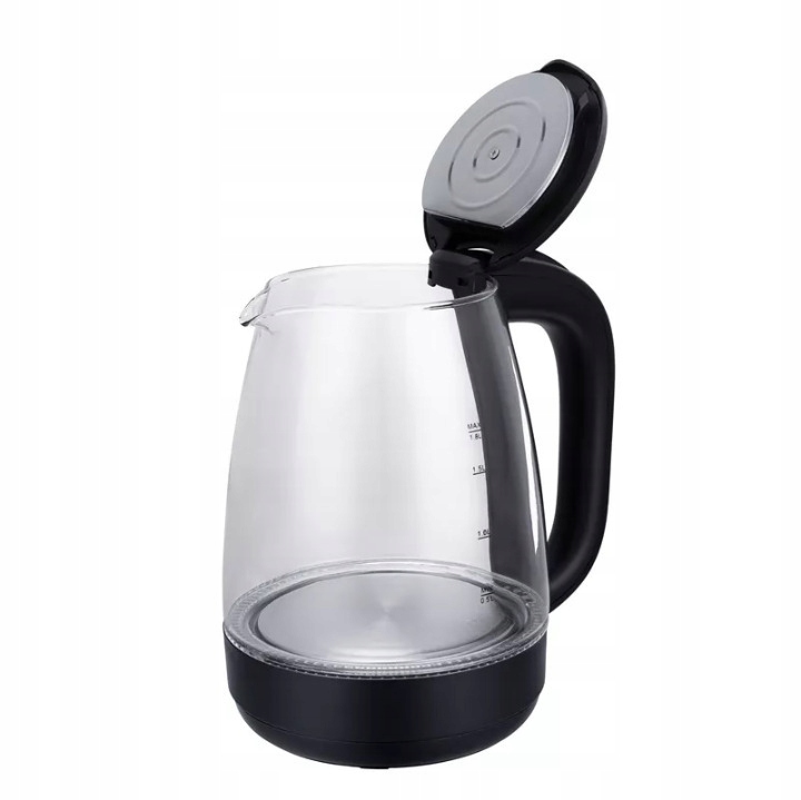 CZAJNIK ELEKTRYCZNY BEZPRZEWODOWY 2,0l 2200W SZKLANY LED CZARNY