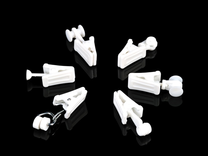 Żabki ruchome do szyn sufitowych PCV karniszy do szyny firanek 100 sztuk