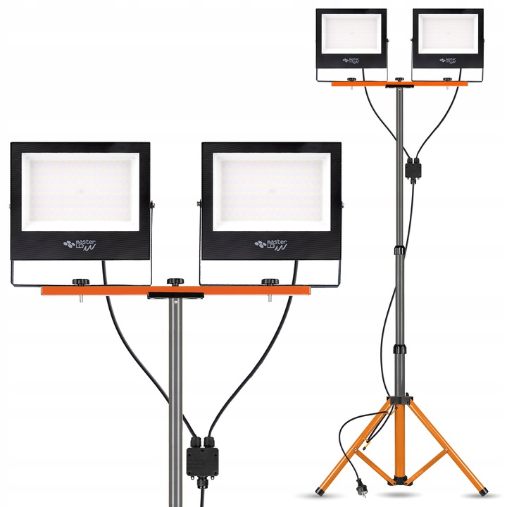 ZESTAW HALOGEN naświetlacz LAMPA LED STATYW 2x100W budowlany roboczy