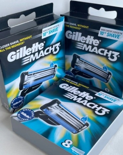 8x ORYGINAŁ WKŁADY OSTRZA DO MASZYNKI GILLETTE MACH3 MACH 3 NOŻYKI GOLENIA