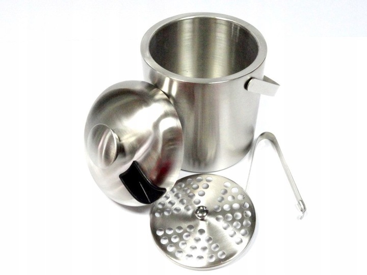 POJEMNIK NA LÓD z pokrywką DUŻE WIADERKO do lodu ZE STALI NIERDZEWNEJ 1.3l