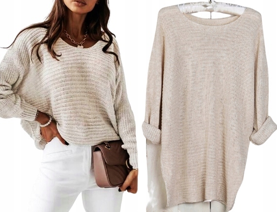SWETER LUŹNY MIĘCIUTKI BLUZKA OVERSIZE MODNY SWETER 105