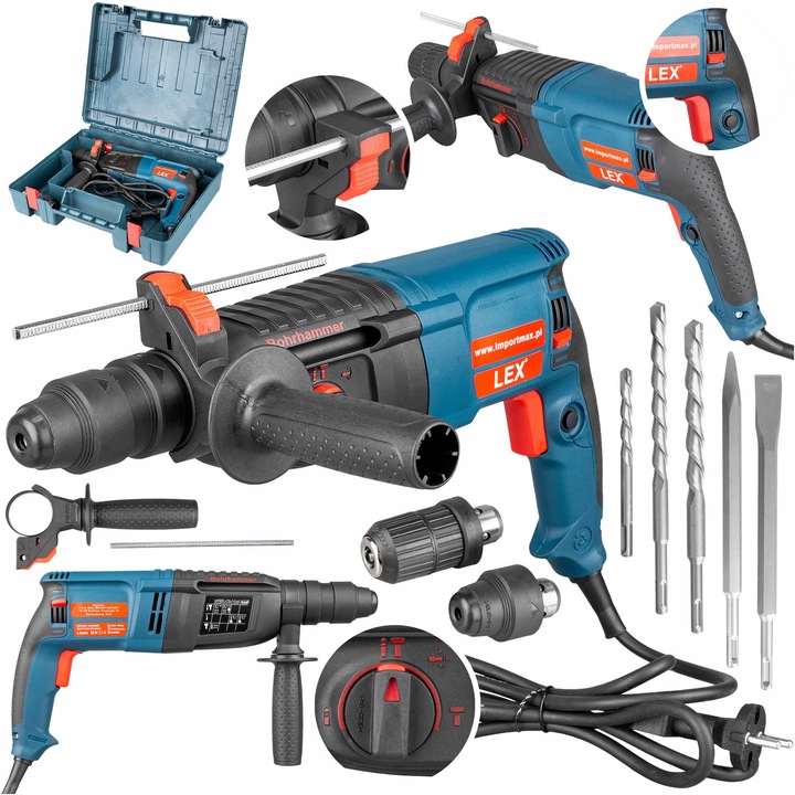 MŁOTOWIERTARKA WIERTARKA Z UDAREM MŁOT UDAROWY ZESTAW SDS + PLUS MOCNA
