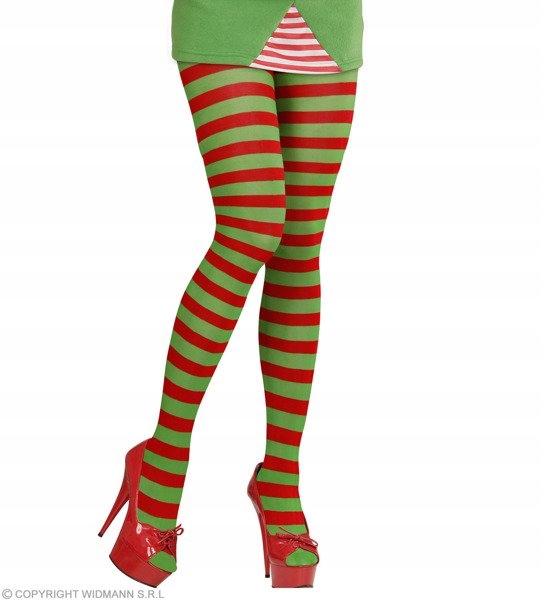 RAJSTOPY ELFA ELFKI W ZIELONO-CZERWONE PASKI M