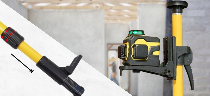 TYCZKA ROZPOROWA 3,65M DO LASERA POZIOMICY LASEROWEJ+ADAPTER SKOSÓW STATYW