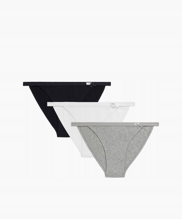 3xPACK Figi damskie Atlantic tanga 3CLP-006-CZA/BIA/SZMJ, roz. L