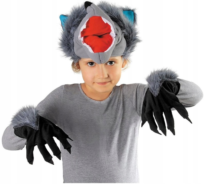 Zestaw Strój WILK Czapka Rękawiczki Ogon Karnawał Bajka Czerwony Kapturek