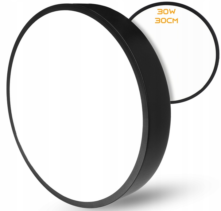 Lampa Sufitowa LED Plafon Natynkowy 30W 30CM Panel Okrągły Czarny