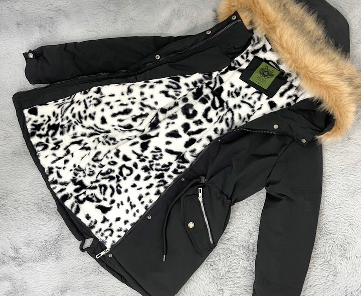 ZIMOWA PANTERA CIEPŁA PARKA KURTKA NA MISIU L