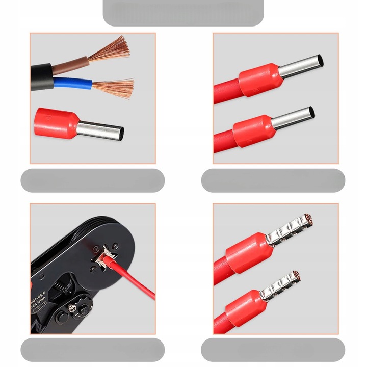 PRASKA ZACISKARKA DO KONEKTORÓW KOŃCÓWEK KABLI PRZEWODÓW + 1200 SZT