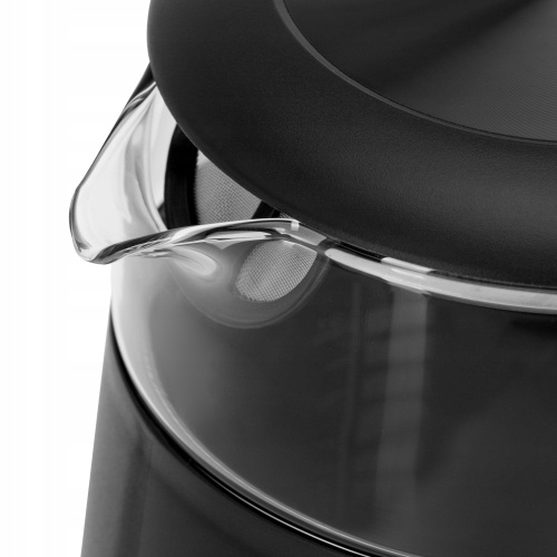 Czajnik Szklany Elektryczny Czarny 2200W Regulacja LED 1,7 L, Mocny