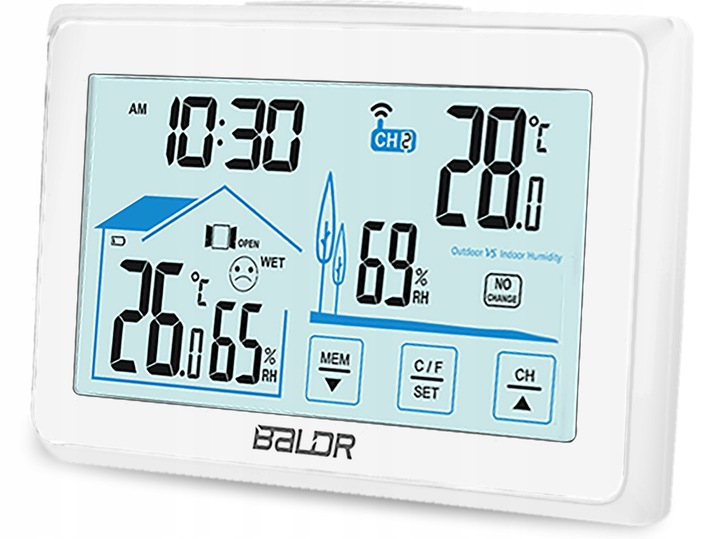 BEZPRZEWODOWA STACJA POGODOWA POGODY HIGROMETR + CZUJNIK