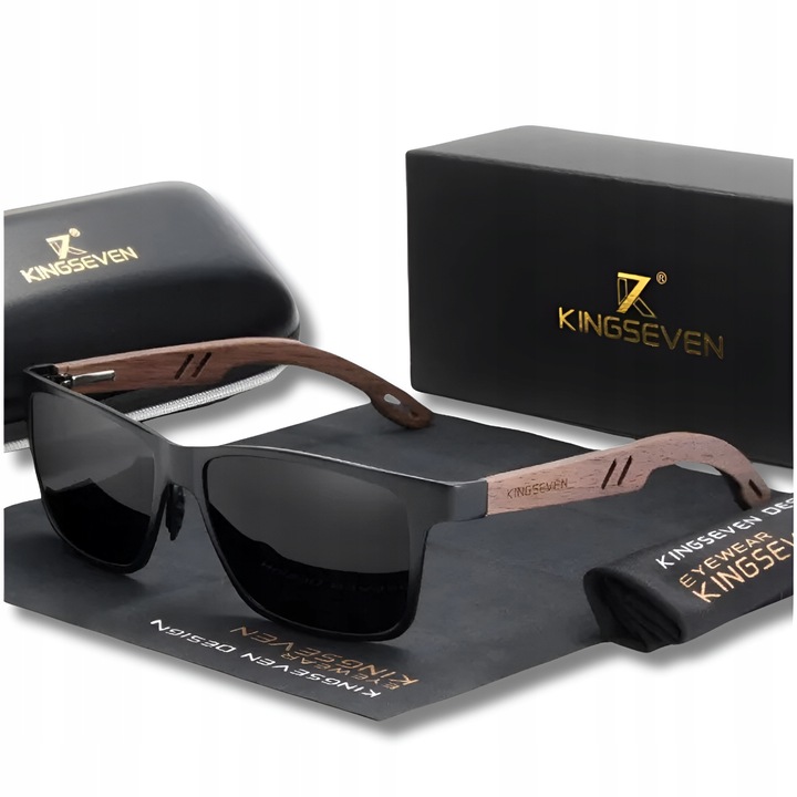 OKULARY PRZECIWSŁONECZNE MĘSKIE KINGSEVEN POLARYZACJA UV400 ZESTAW + ETUI