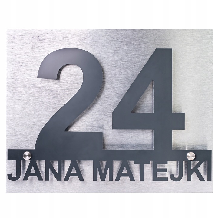 DUŻY NUMER DOMU TABLICZKA ADRESOWA Z NUMEREM DOMU 48x38cm ANTRACYT SREBRNA