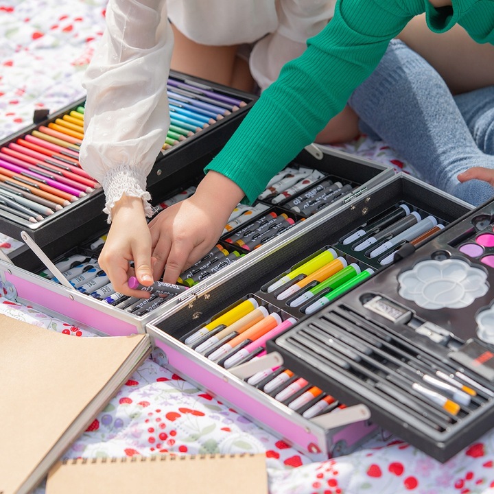 Zestaw Artystyczny, walizka z lamą, 145 elementów RAGI - RÓŻOWY