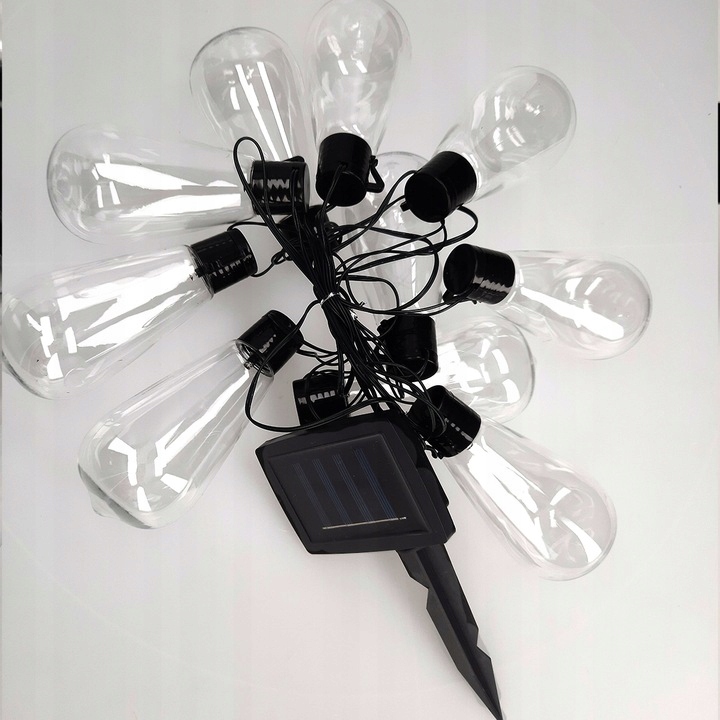 GIRLANDY SOLARNE 5 Metrów 20 Żarówek LED Lampki Ozdobne Ogrodowe