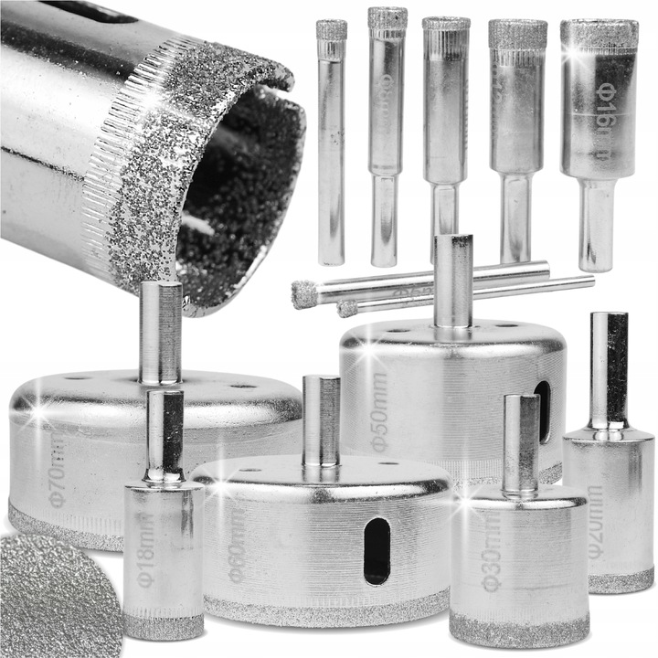 OTWORNICE DIAMENTOWE DO GRESU, PŁYTEK, GLAZURY, SZKŁA, PROFI 14 szt