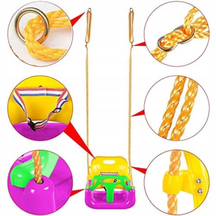 Huśtawka Ogrodowa Modułowa domowa dla Dzieci 3w1 Mocna na Linach Bezpieczna