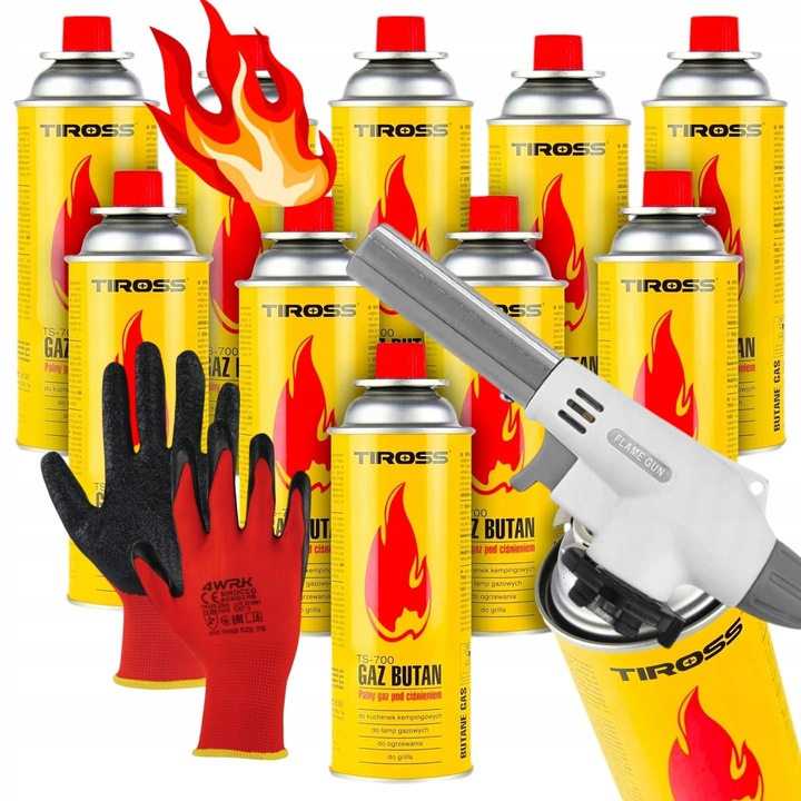 PALNIK GAZOWY OPALARKA LUTLAMPA + 6 x KARTUSZE GAZY NABOJE + RĘKAWICE