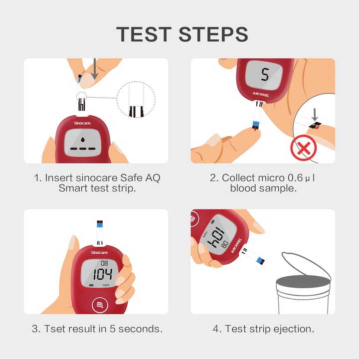 Glukometr Sinocare SAFE AQ SMART w mg/dl z 25 paskami i 25 lancetami