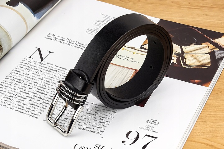 Pasek skórzany CZARNY DAMSKI SKÓRA NATURALNA 130CM GRACIO