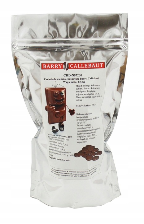 NAJLEPSZA Czekolada GORZKA 72,5% 0,5 KG BARRY CALLEBAUT fondue