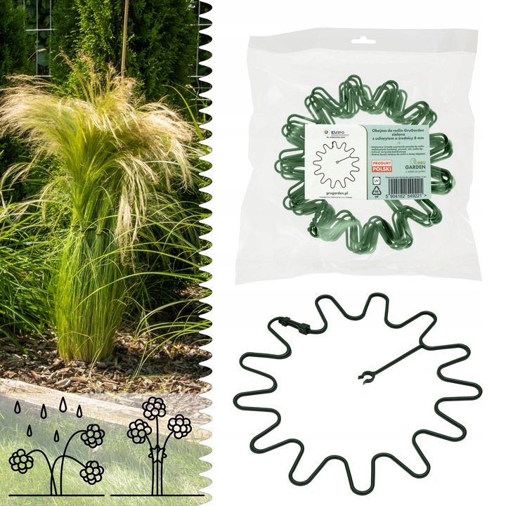 OBEJMA DO ROŚLIN UCHWYT 8 MM PODPORA ZIELONA HORTENSJE PIWONIE