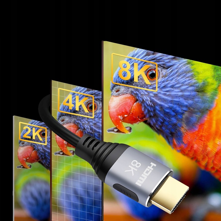 KABEL PRZYŁĄCZE PRZEWÓD HDMI 3M PRZEWÓD V2.1 8K 4K / PREMIUM ZŁOTE