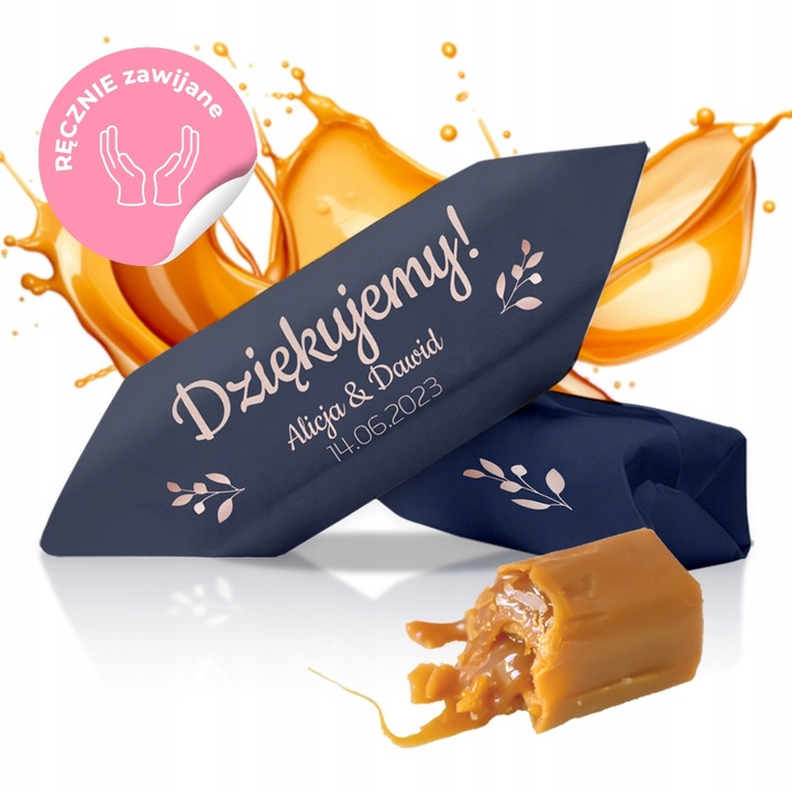 KRÓWKI NA ŚLUB CHRZEST KOMUNIĘ 1 KG Personalizowane krówki prezentowe