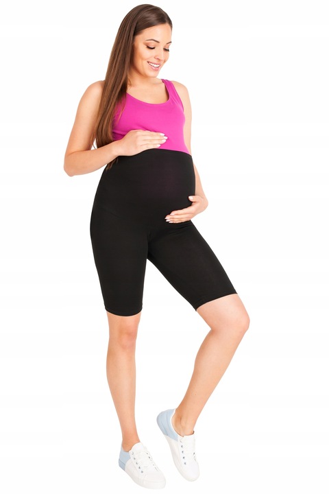 KRÓTKIE SPODENKI CIĄŻOWE KOLARKI CZARNE BAWEŁNIANE BEZSZWOWE LEGINSY 38