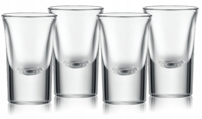 OSZUKANE KIELISZKI 15 ml z GRUBYM DNEM na ślub wesele na 4 szt. + NAKLEJKA