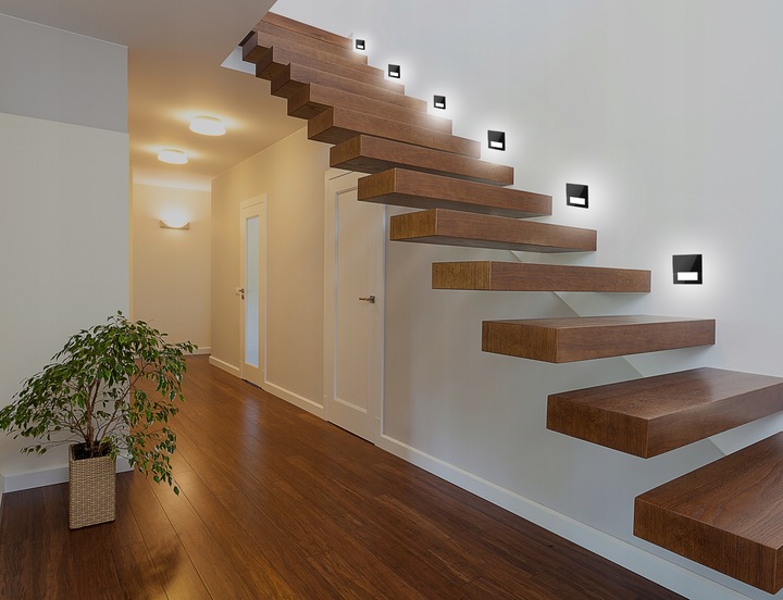 Oprawa schodowa 230V LED oświetlenie schodowe CZARNA Neutralna 4500k