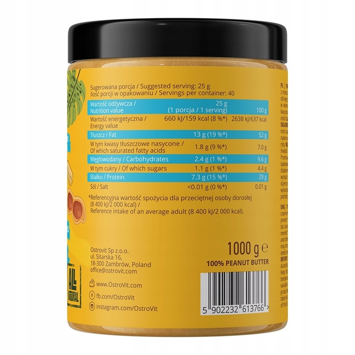 OstroVit Peanut Butter x3 MASŁO ORZECHOWE SMOOTH Krem Orzechowy