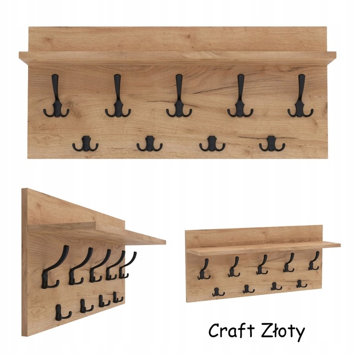 Wieszak na ubrania ścienny panelowy 9 haków 70x40 Biały