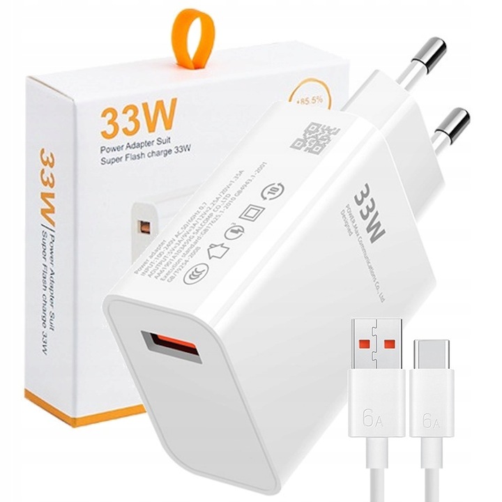 SZYBKA ŁADOWARKA DO XIAOMI REDMI NOTE 33W 3A + 1M KABEL USB TYP C 6A