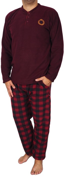 Piżama męska L POLAR krata GRUBA ciepła KIESZENIE