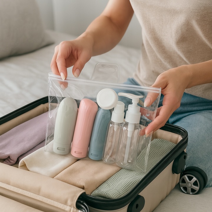 Zestaw pojemników podróżnych na kosmetyki do samolotu 11sz Kosmetyczka