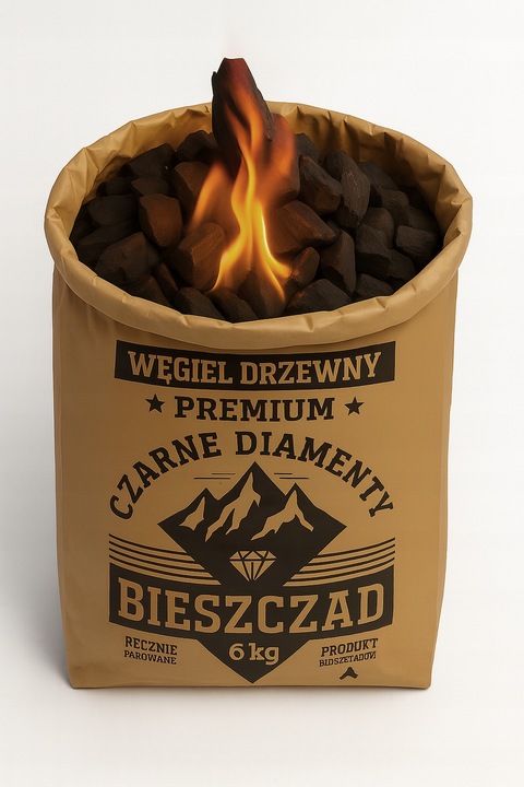 Węgiel Drzewny do Grilla 12 kg Bieszczad Czarne Diamenty Premium do