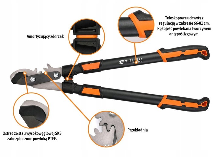 Sekator nożyce dwręczne teleskopowe PROESJONALNY Teger 40mm 660-915