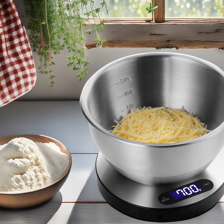 WAGA KUCHENNA ELEKTRONICZNA PRECYZYJNA Z MISĄ SREBRNA LCD 1G / 5KG