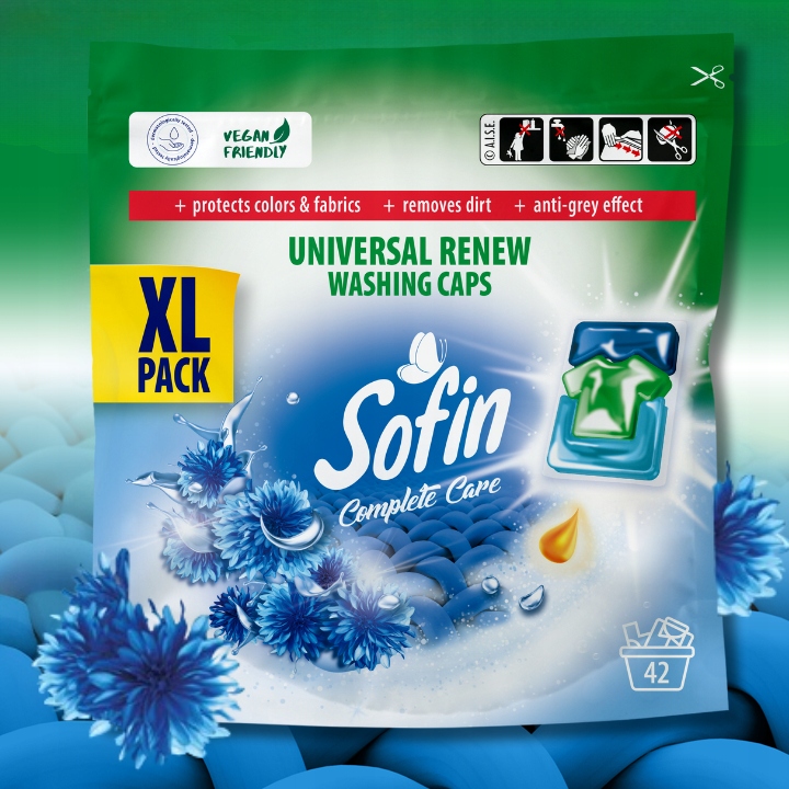 Sofin Kapsułki do Prania Białego i Jasnego Vegan Ochrona Kolorów XL 42szt