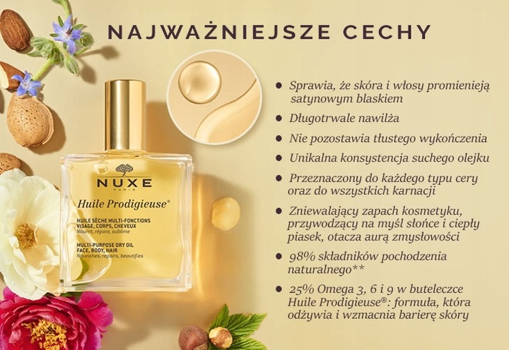 Nuxe Huile Prodigieuse Suchy olejek do ciała, twarzy i włosów 30ml