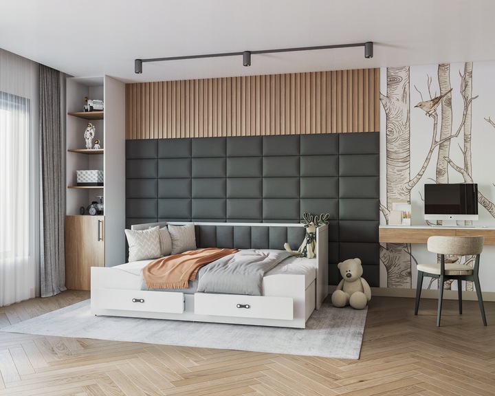 Łóżko tapicerowane rozkładane szuflady HERMES T