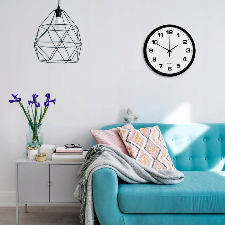 ZEGAR ŚCIENNY czarny 30 cm do salonu kuchni klasyczny